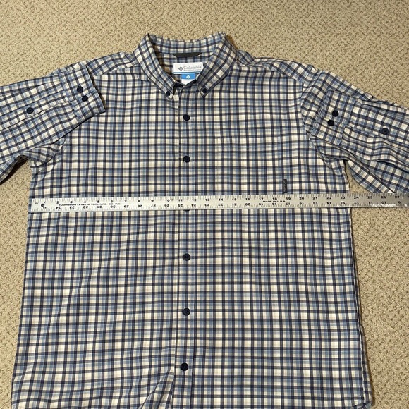 COLUMBIA Men’s L Cotton Plaid Shirt Button Down Collar - Picture 6 of 7